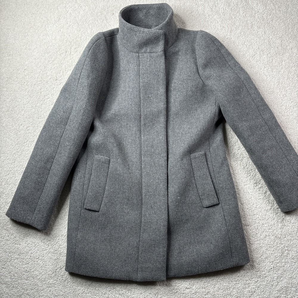 J Crew Mercantile Coat Womens 6 Gray Wool Blend Funnel Neck‎ Jacket Style J6140